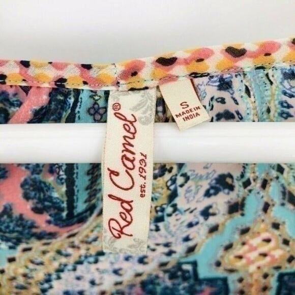Red Camel Blouse Womens Small Boho Tunic Top Sheer Blue Orange Pink White Lavend - Picture 3 of 9